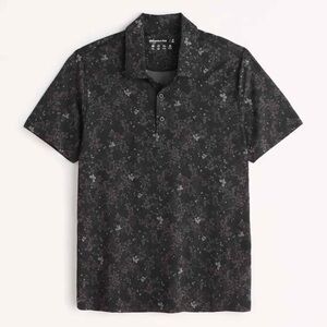 Men's Black Floral Polo Shirt - Abercrombie